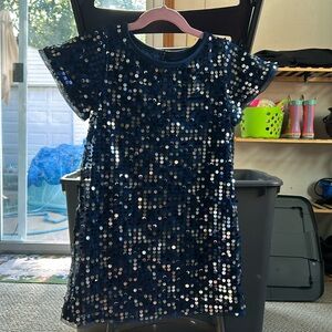 Worn Once. Navy Blue with Blue Sequins that give off silver/metallic look.